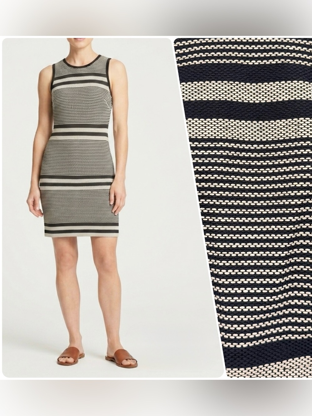 J. Crew Tweed Sheath Dress Navy Cream Stripe Textured Cotton Blend Size 4